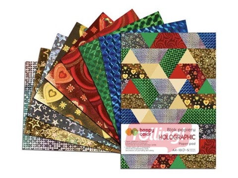 Dizaina papīrs Holographic, A4, 75g/m², 10 loksnes, 5 motīvi