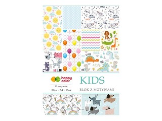 Dizaina papīrs ar motīvu KIDS, A4, 80g/m², 15 loksnes, 30 dizaini