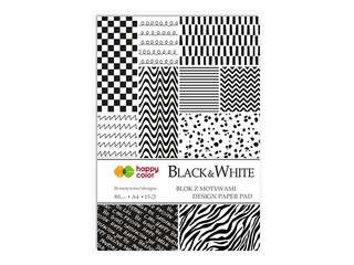 Dizaina papīrs ar motīvu BLACK&WHITE, A4, 80g/m², 15 loksnes, 26 motīvi