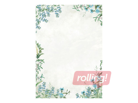 Dizaina papīrs Fiori Blue, A4, 100g/m², 50 loksnes