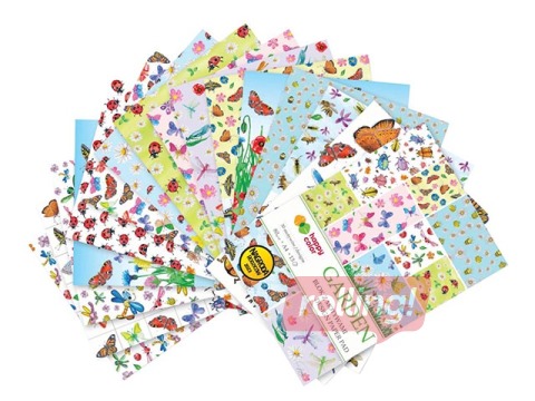 Dizaina papīrs ar motīvu Garden, 30 dārza motīvi, A4, 80 g/m², 15 loksnes