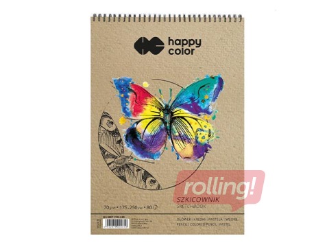 Skiču bloks ar spirāli Happy Color, 170x250mm, 70g/m², 80 loksnes