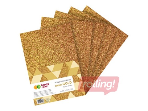 Putu loksnes Happy Color, Gold, ar spīdumiem, A4, 5 loksnes