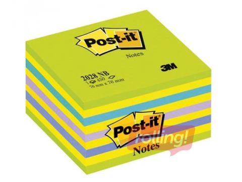 Līmlapiņu kubs Post-it, neonzaļš, 76x76mm, 450 lapiņas 