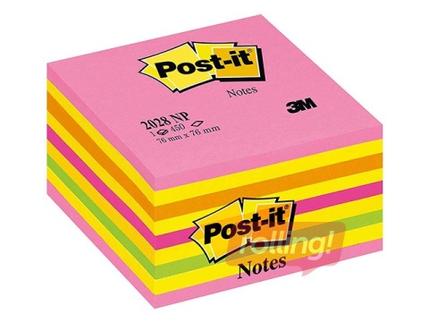 Līmlapiņu kubs Post-it, neonrozā, 76x76mm, 450 lapiņas