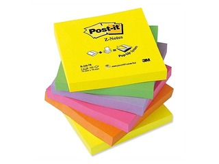 Līmlapiņas Z - veidā, Post-it, 76x76 mm, 100l., dažādas neona krāsas