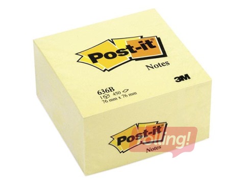 Līmlapiņu kubs Post-it, dzeltens, 76x76mm, 450 lapiņas