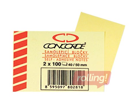 Līmlapiņas Concorde, dzeltenas, 50x40mm, 2x100 sheets