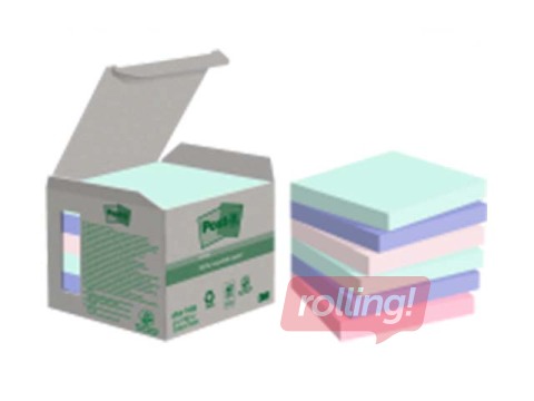 Līmlapiņas Post-it Recycled, pasteļkrāsas, 76x76mm, 6x100 lapiņas