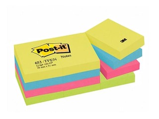 Līmlapiņas Post-it Energetic, 38x51mm, 12x100 lapiņas + AKCIJA! Pērc līmlapiņas un saņem dāvanu!
