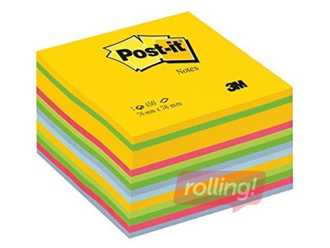Līmlapiņu kubs Post-it, ultra neona krāsā, 76x76mm, 450 lapiņas