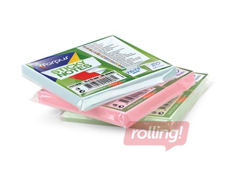 Līmlapiņas Forpus, pasteļzilas, 75x75mm, 80 lapiņas