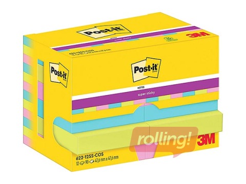 Līmlapiņas Post-it Super Sticky Cosmic 47.6x47.6mm, 12x90 lapiņas + AKCIJA! Pērc līmlapiņas un saņem dāvanu!