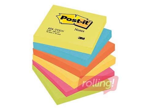 Līmlapiņas Post-it Energetic, 76x76 mm, 6x100l. + AKCIJA! Pērc līmlapiņas un saņem dāvanu!