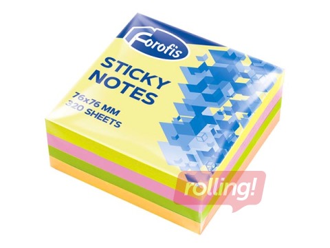 Līmlapiņas Forofis, 76x76mm, 320l., dažādas neonkrāsas