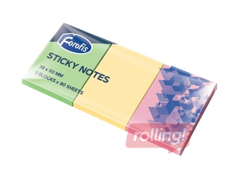 Līmlapiņas Forofis, neona krāsas, 38x50mm, 3x80 lapiņas