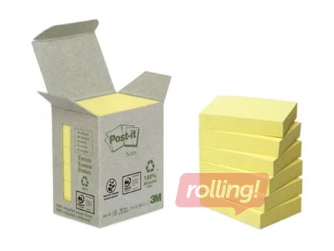Līmlapiņas Post-it Recycled, dzeltenas, 38x51mm, 6x100 lapiņas