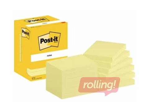 Līmlapiņas Post-it, dzeltenas, 76x102mm, 12x100 lapiņas + AKCIJA! Pērc līmlapiņas un saņem dāvanu!