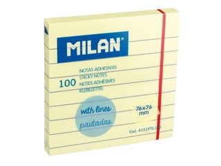 Līmlapiņas Milan, līniju, dzeltenas, 100 lapiņas, 76x76mm