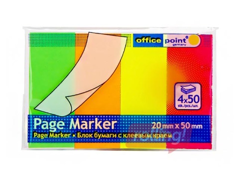 Marķēšanas indeksi papīra Office Point 50x20, 4x50l., dažādas neonkrāsas