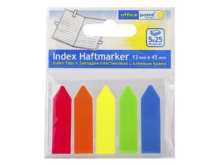 Marķēšanas indeksi - bultiņas, plastikāta Office Point, 12x45mm,  5 x 25l