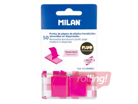 Marķēšanas indeksi plastikāta Milan 25 x 45 mm, neona rozā