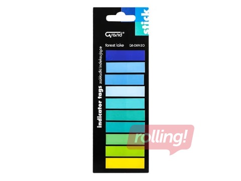Marķēšanas indeksi Grand, plastikāta, dažādas krāsas, 11x45mm, 10х20 lapiņas
