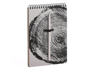 Piezīmju bloks Wood, A5, ar spirāli, pelēks