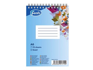 Piezīmju bloknots Forofis, A6, rūtiņu, 70 lapas