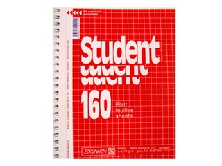 Klade ar spirāli, Student, A4, rūtiņu, 160 lapas