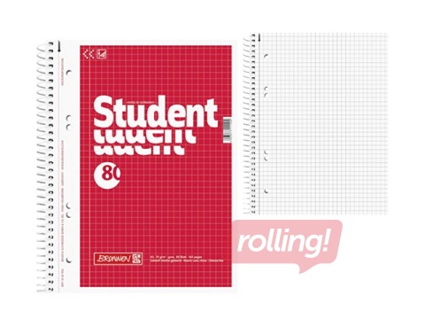 Klade ar spirāli Student, A5, rūtiņu, 80 lapas