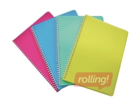 Klade ar spirāli SM·LT, A5, plastikāta vāki, rūtiņu, 96 lapas