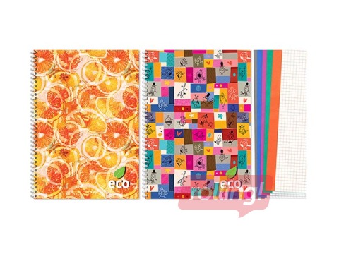 Klade ar spirāli, A4, rūtiņu, krāsainas iekšlapas, 80 lapas