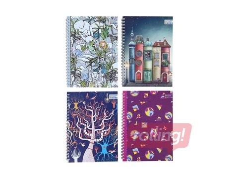 Klade ar spirāli, A5, rūtiņu, krāsainas iekšlapas, 80 lapas