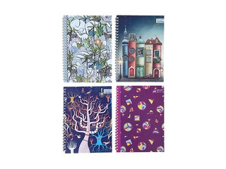 Klade ar spirāli, A5, rūtiņu, krāsainas iekšlapas, 80 lapas