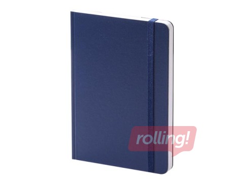 Piezīmju klade Hard, rūtiņu, A5, tumši zila ar zilu gumiju