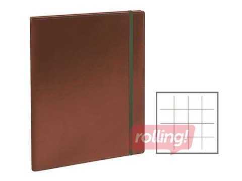 Piezīmju klade Flex, A4, rūtiņu, brūna ar zaļu gumiju