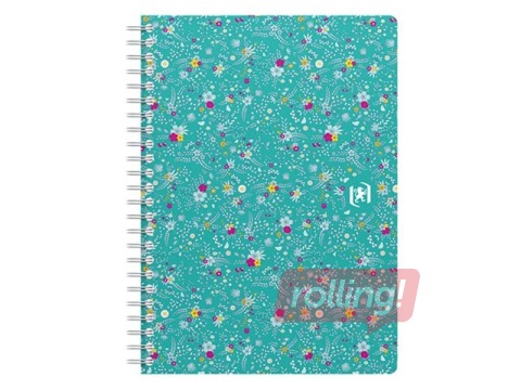 Klade ar spirāli Oxford Floral, A5, rūtiņu, 60 lapas