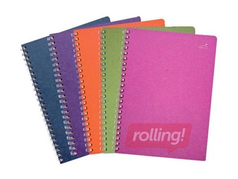 Klade kartona vākos ar spirāli SM·LT, A5, rūtiņu, krāsainas lapas, 75 lapas