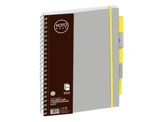 Klade ar spirāli un 5 sadalītājiem, A4, rūtiņu, pelēka, 100 lapas