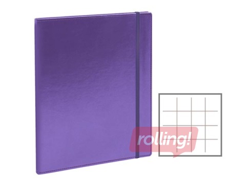Piezīmju klade Flex, A4, rūtiņu, violeta ar pelēku gumiju