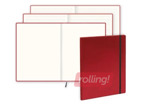 Piezīmju klade Flex, A4, baltas lapas, sarkana ar melnu gumiju