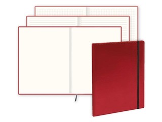 Piezīmju klade Flex, A4, baltas lapas, sarkana ar melnu gumiju