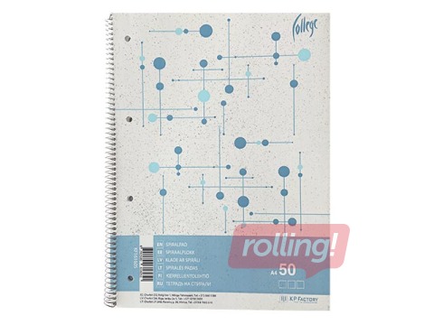 Klade ar spirāli College, A4, lielrūtiņu, 50 lapas