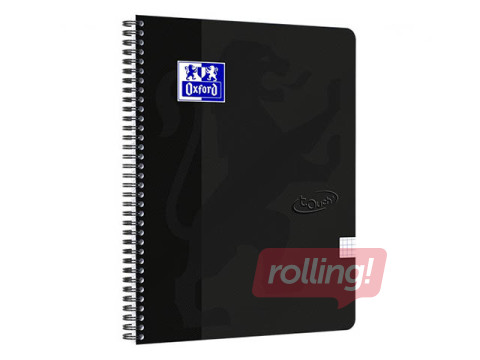 Klade Oxford Touch, A5+, rūtiņu lapas, melna, 70 lapas