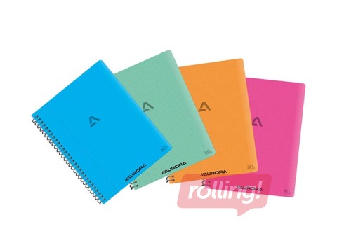 Klade ar spirāli Aurora, A5, rūtiņu, 60 lapas