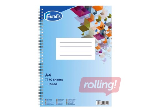 Klade ar spirāli Forofis, A4, līniju, 70 lapas