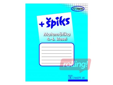 Burtnīca + Špiks Zvaigzne ABC, matemātika 4.-6.klasei, rūtiņu, 12 lapas