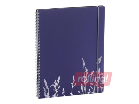 Klade ar spirāli, L, WIRE-O, rūtiņu, violeta