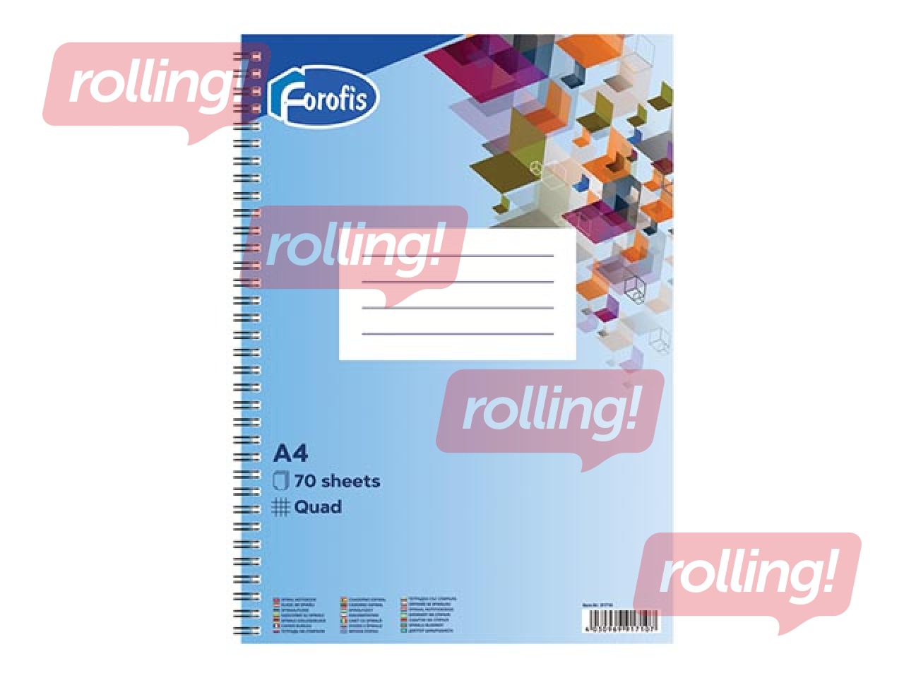 Klade ar spirāli Forofis, A4, rūtiņu, 70 lapas